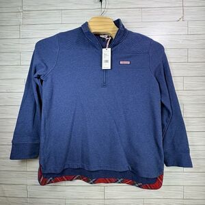 Vineyard Vines Women's Relaxed Heathered‎ Quilted Shep Shirt Sz Lg Deep Bay Blue